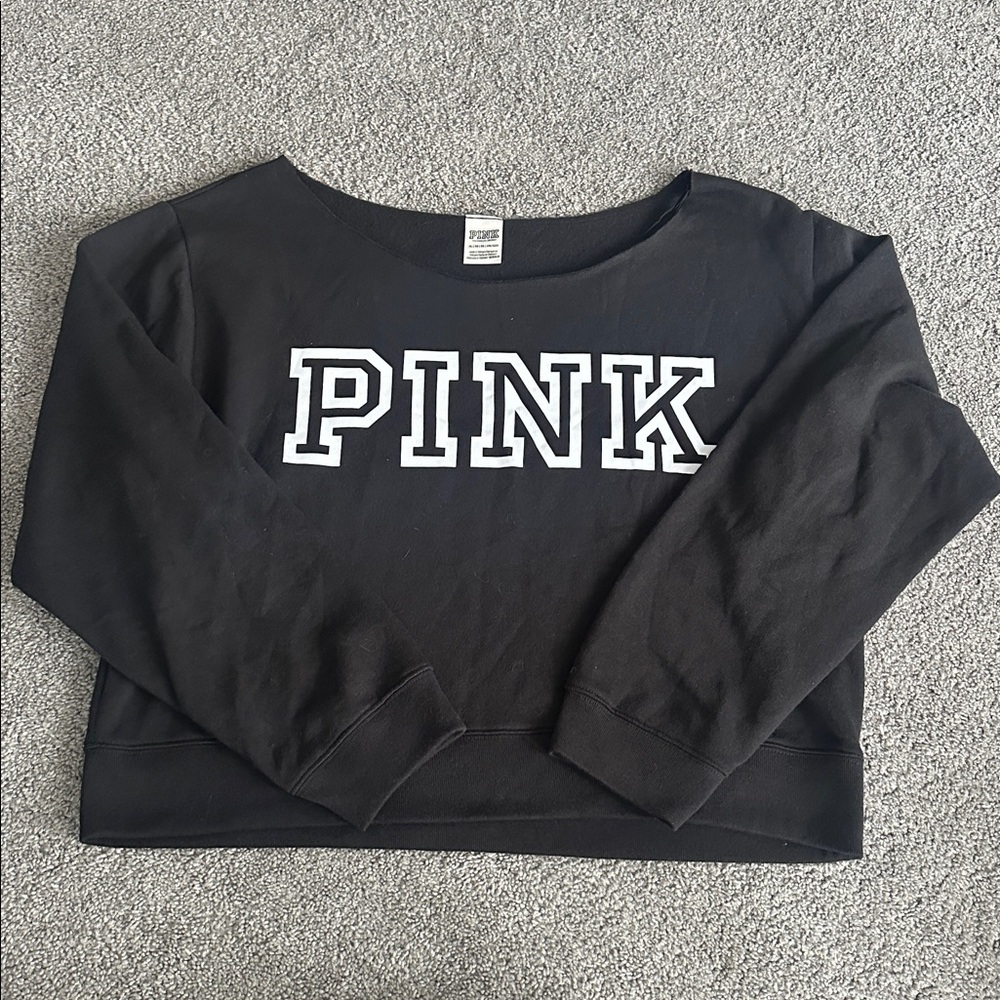 PINK off shoulder crop sweatshirt
